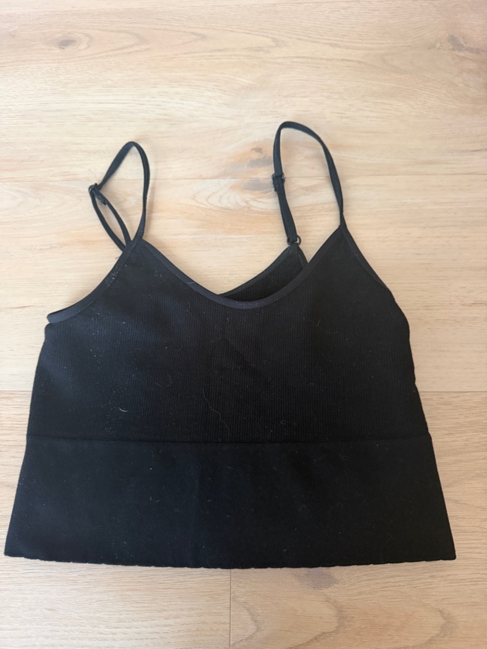 Anthropologie Black Cropped Ribbed Cami Top